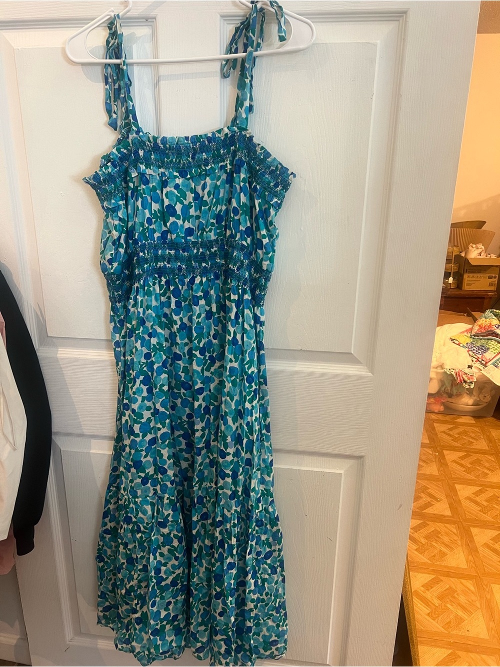 J. Crew Blue and Teal Floral Maxi Sundress